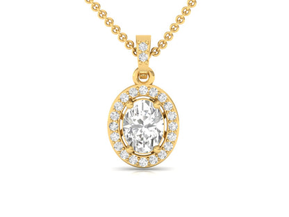 Dazzling Oval Halo Diamond Pendant (without Chain)