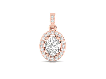 Dazzling Oval Halo Diamond Pendant (without Chain)