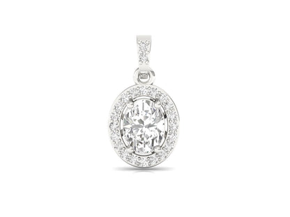 Dazzling Oval Halo Diamond Pendant (without Chain)