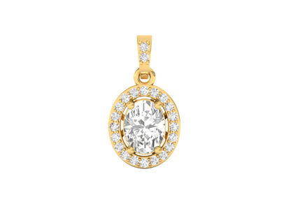 Dazzling Oval Halo Diamond Pendant (without Chain)