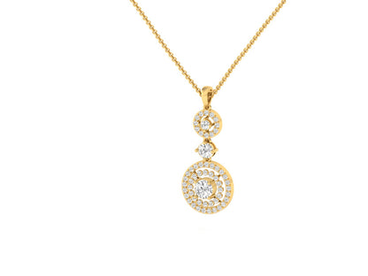 Elegant Triple Diamond Accents Pendant (without Chain)