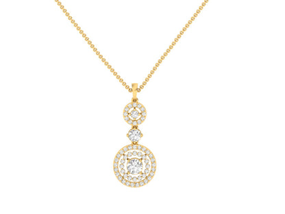 Elegant Triple Diamond Accents Pendant (without Chain)