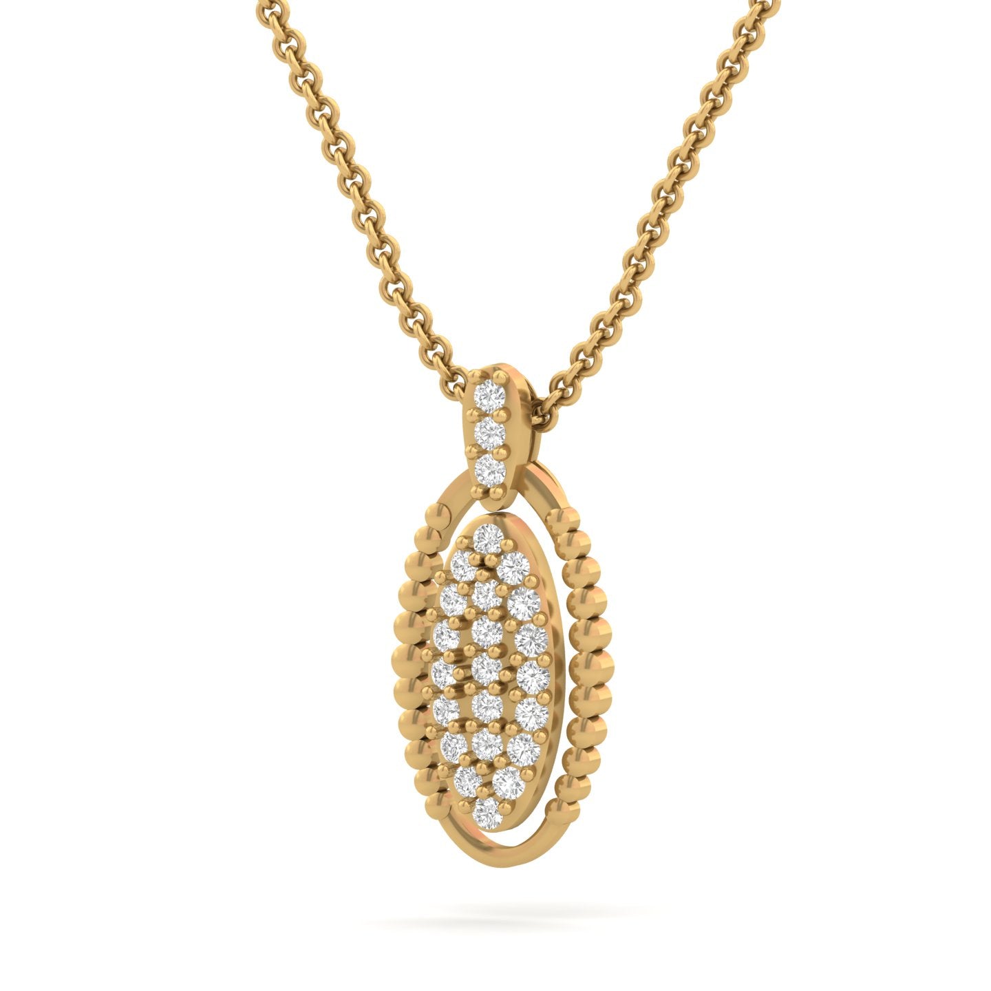 Shimmering Oval Diamond Pendant (without Chain)