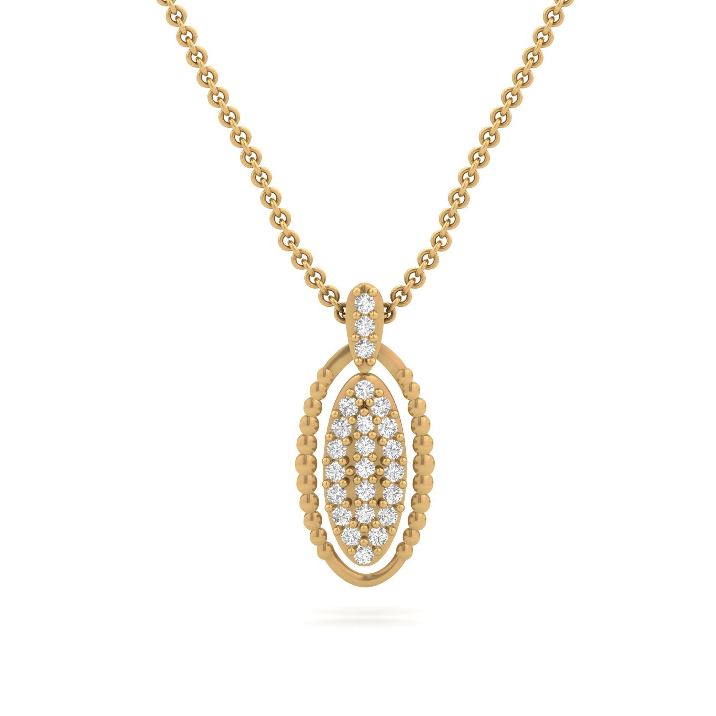 Shimmering Oval Diamond Pendant (without Chain)