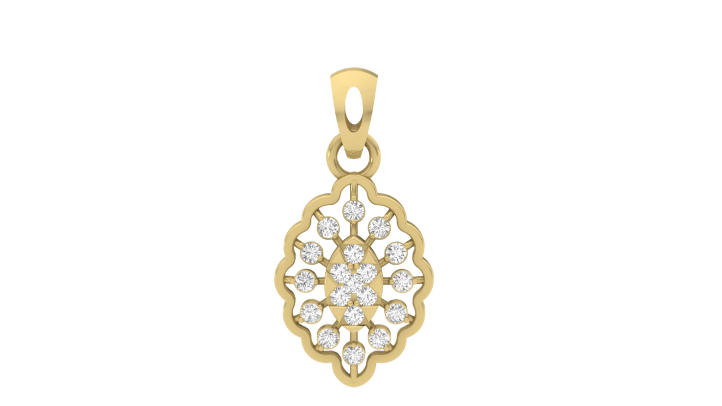 Diamond Floral Filigree Pendant (withtout Chain)