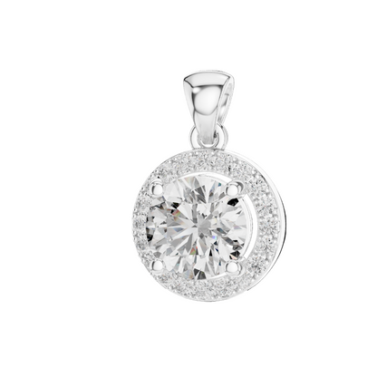 Petite Halo Solitaire Diamond Pendant (without Chain)