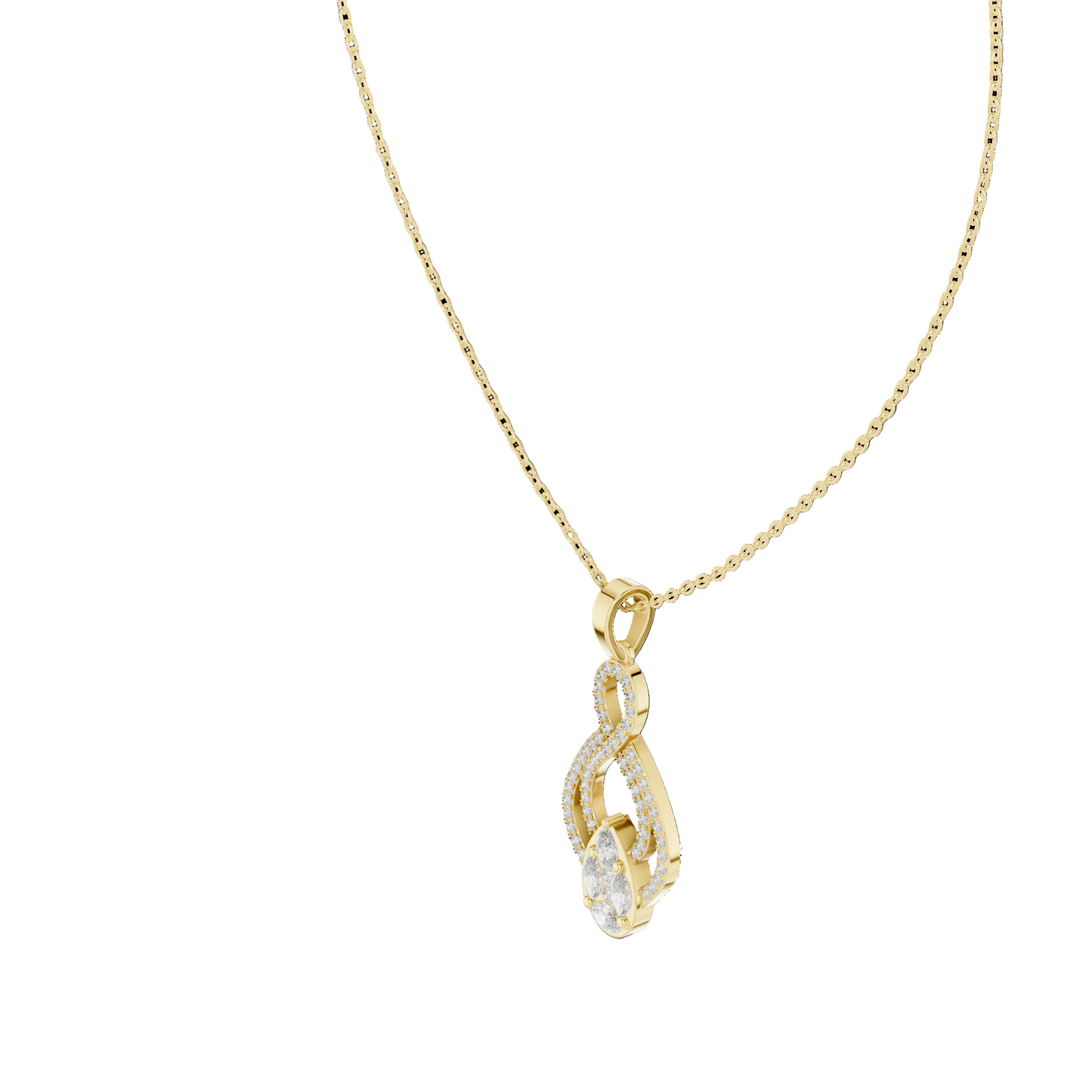 Aurora Teardrop Swirl Diamond Pendant (without Chain)