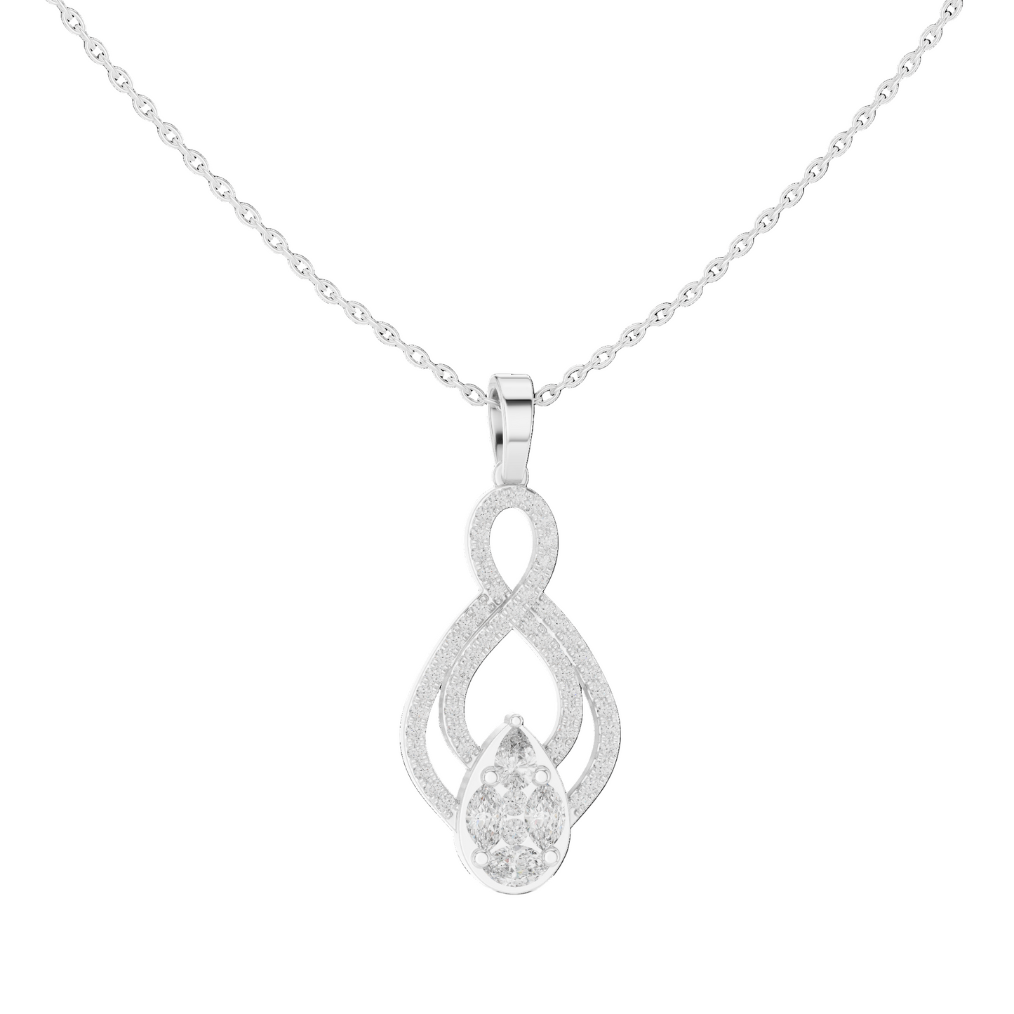 Aurora Teardrop Swirl Diamond Pendant (without Chain)