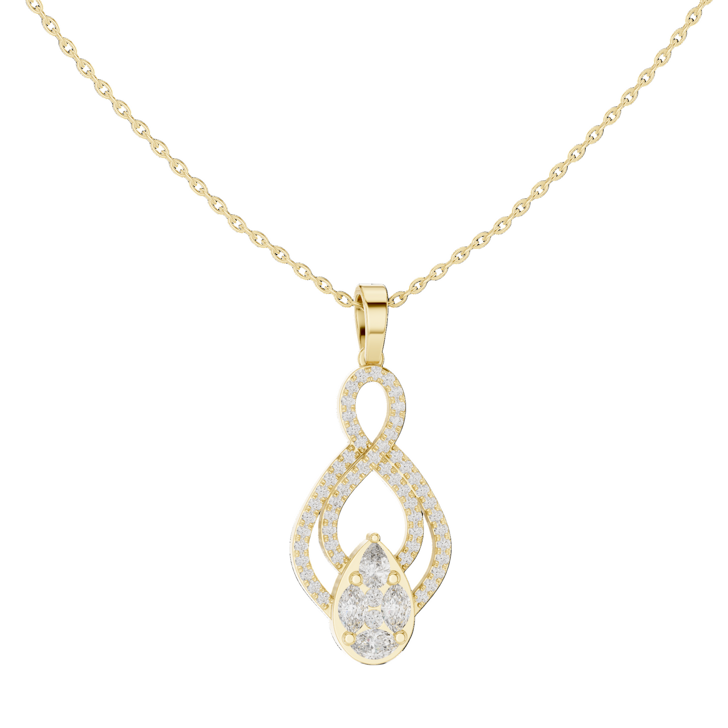 Aurora Teardrop Swirl Diamond Pendant (without Chain)