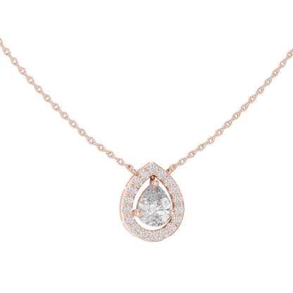 Nova Pear Halo Diamond Pendant (with Chain)