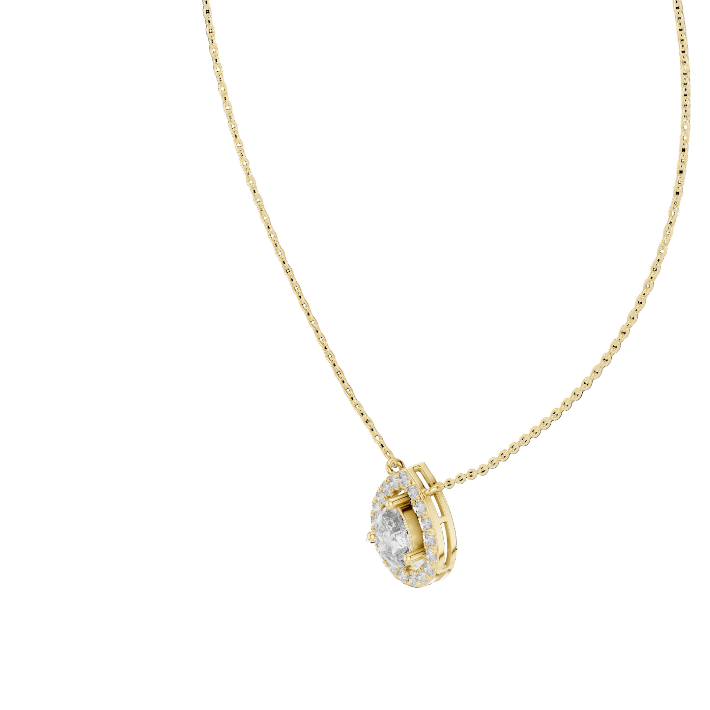 Nova Pear Halo Diamond Pendant (with Chain)