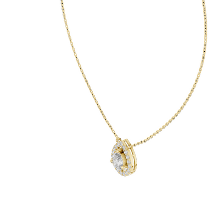 Nova Pear Halo Diamond Pendant (with Chain)
