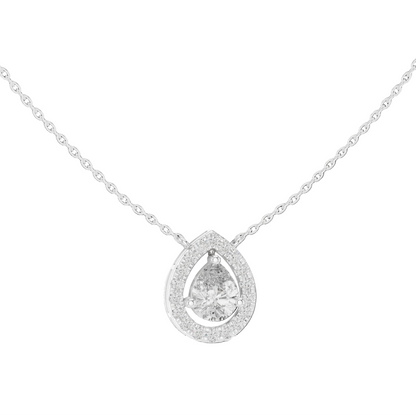 Nova Pear Halo Diamond Pendant (with Chain)
