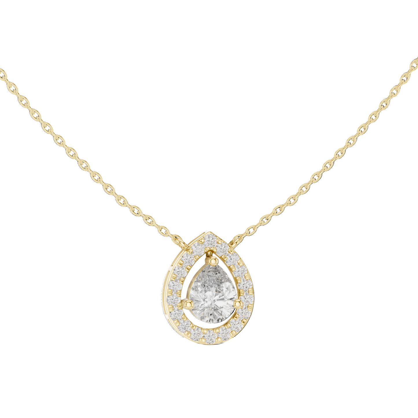 Nova Pear Halo Diamond Pendant (with Chain)