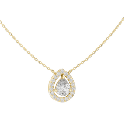 Nova Pear Halo Diamond Pendant (with Chain)