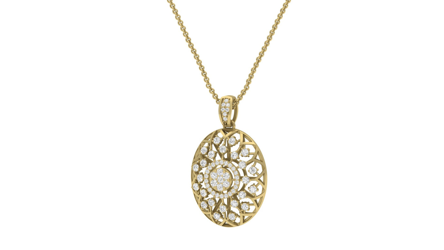 Intricate Floral Diamond Pendant (without Chain)