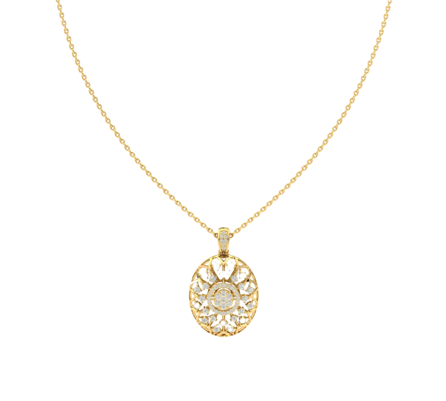 Intricate Floral Diamond Pendant (without Chain)