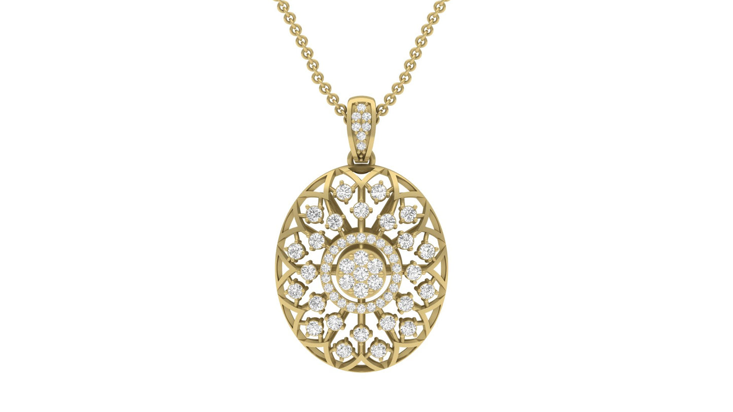 Intricate Floral Diamond Pendant (without Chain)