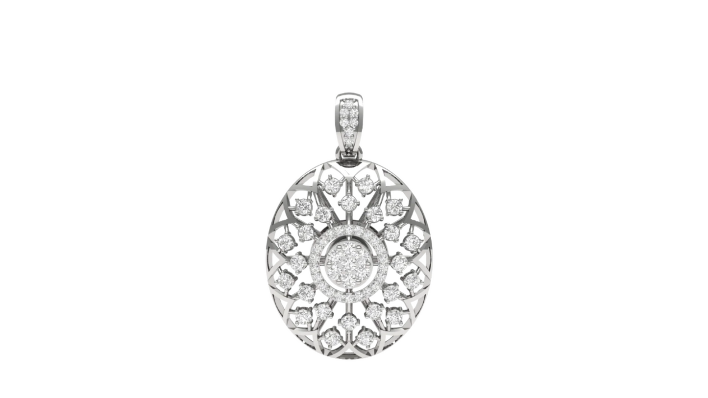 Intricate Floral Diamond Pendant (without Chain)