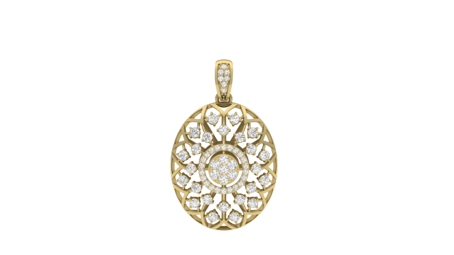 Intricate Floral Diamond Pendant (without Chain)