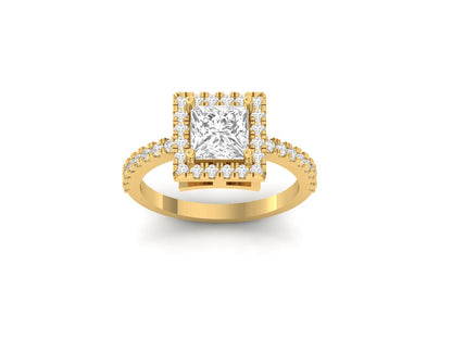 1.50 Carat Princess Elegant Women Halo Ring