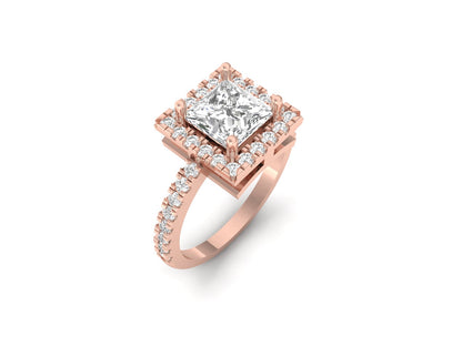 1.50 Carat Princess Elegant Women Halo Ring