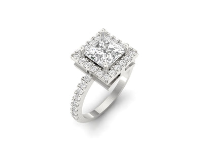 1.50 Carat Princess Elegant Women Halo Ring