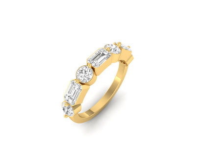 Mix Cut Diamond Band Ring