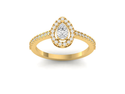 30 Cent Pear Halo Ring