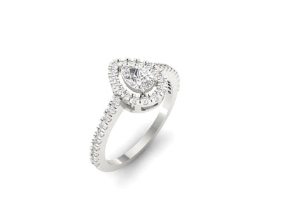 30 Cent Pear Halo Ring