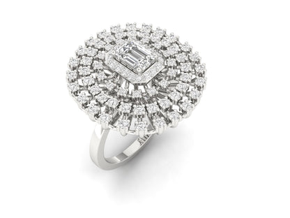 Exquisite Emerald Center Diamond  Cocktail Ring