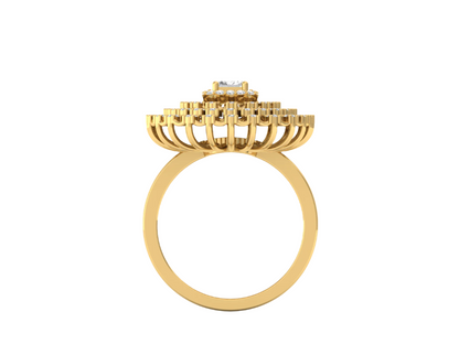 Exquisite Emerald Center Diamond  Cocktail Ring