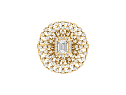 Exquisite Emerald Center Diamond  Cocktail Ring