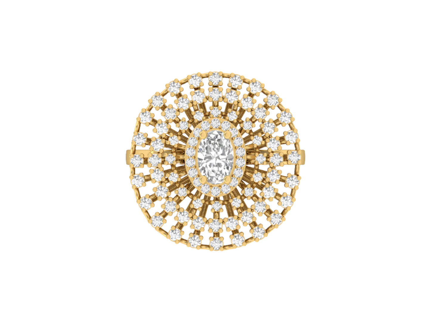 Exquisite Oval Center Diamond Cocktail Ring