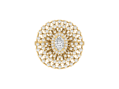 Exquisite Oval Center Diamond Cocktail Ring