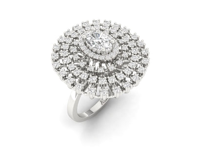 Exquisite Oval Center Diamond Cocktail Ring