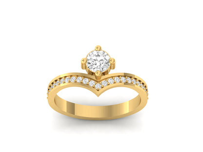 Golden Wishbone Diamond Engagement Ring