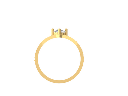 Golden Wishbone Diamond Engagement Ring