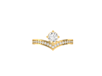 Golden Wishbone Diamond Engagement Ring