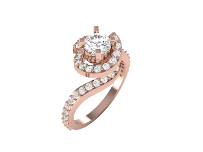 Swirling Diamond Halo Engagement Ring