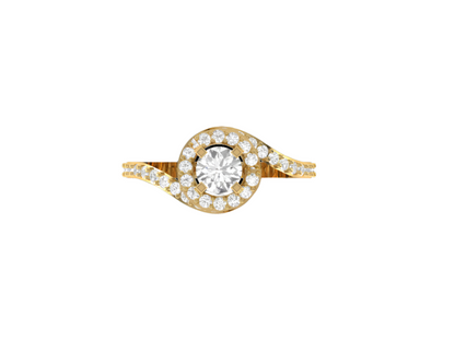 Swirling Diamond Halo Engagement Ring