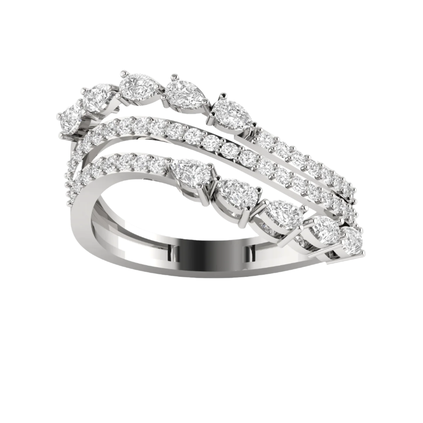Shimmering Triple Band Diamond Ring