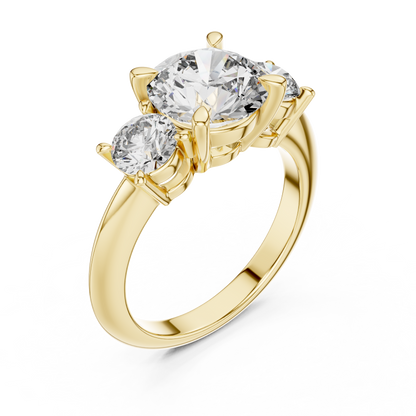 Golden Embrace Three-Stone Diamond Ring