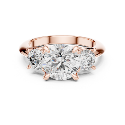 Golden Embrace Three-Stone Diamond Ring