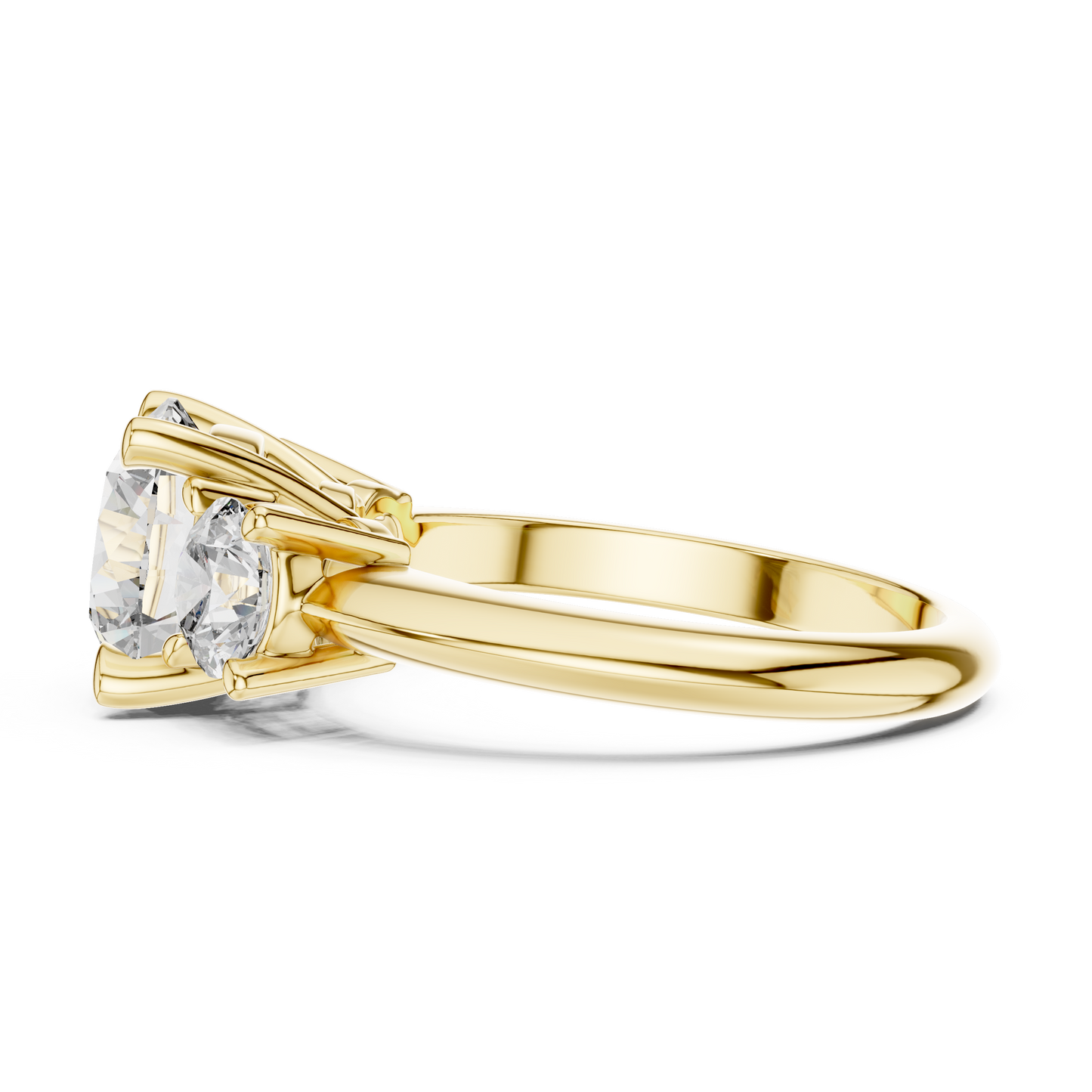 Golden Embrace Three-Stone Diamond Ring