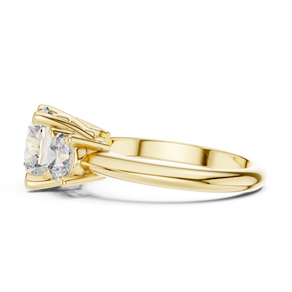 Golden Embrace Three-Stone Diamond Ring