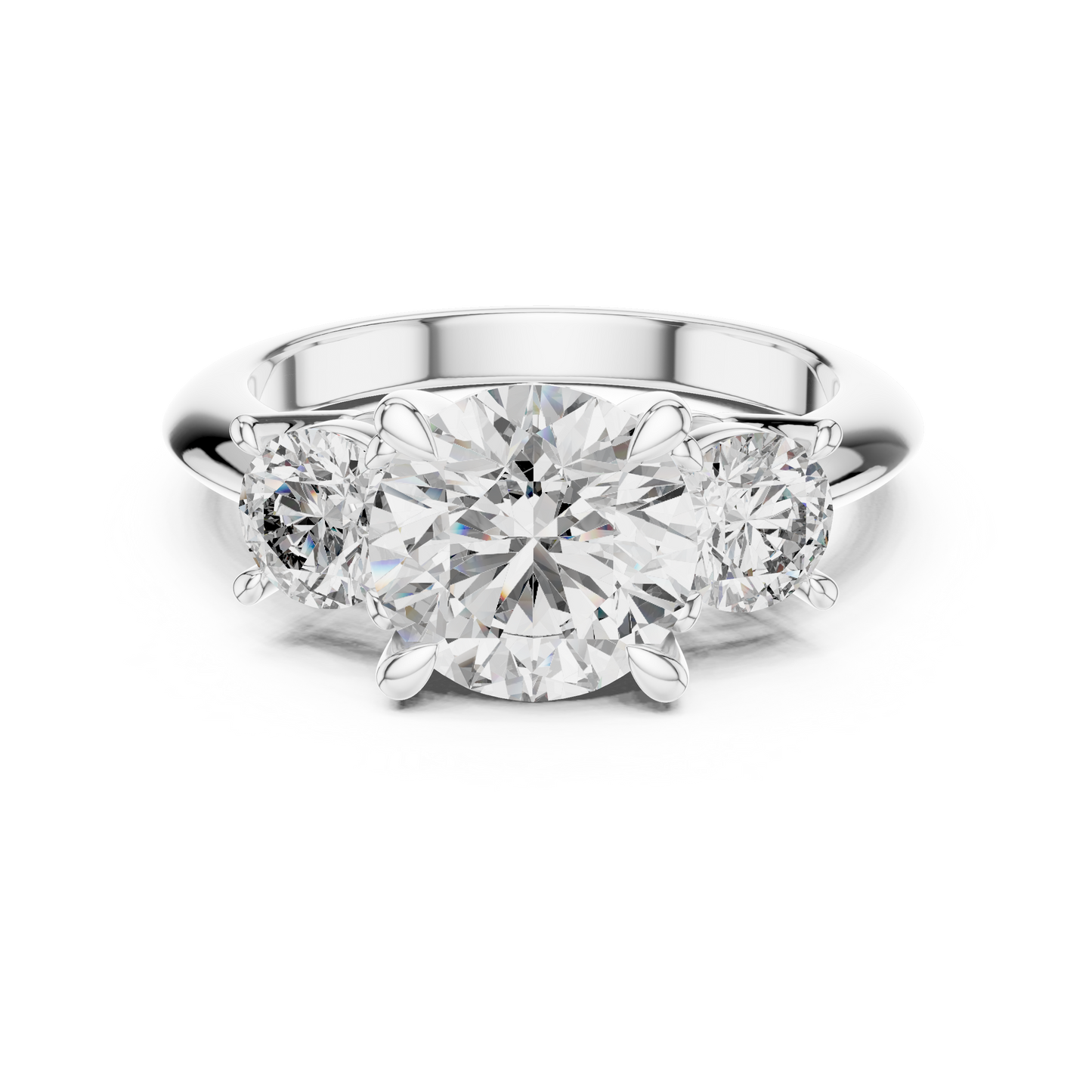 Golden Embrace Three-Stone Diamond Ring