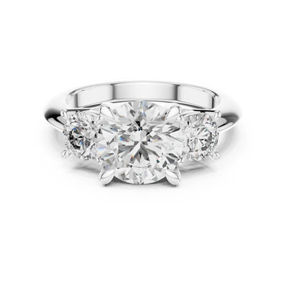Golden Embrace Three-Stone Diamond Ring