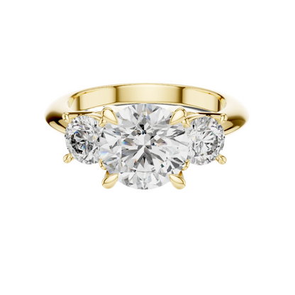 Golden Embrace Three-Stone Diamond Ring