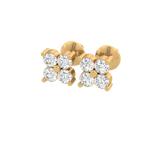 Petite Diamond Clover Stud Earrings